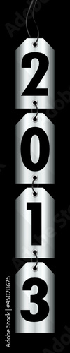 "2013" 4 Silver Hangtags Among Each Other Black