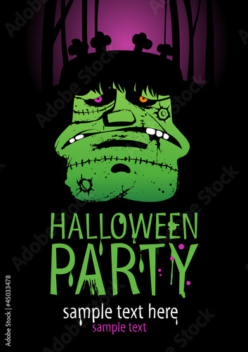 Halloween Party Design template, with frankenstein