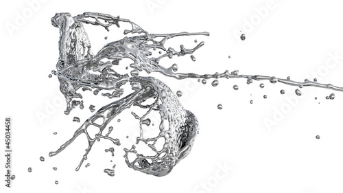 silver color splashes collide - isolated on white