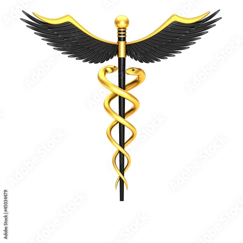 Caduceus medical symbol isolated on a white background