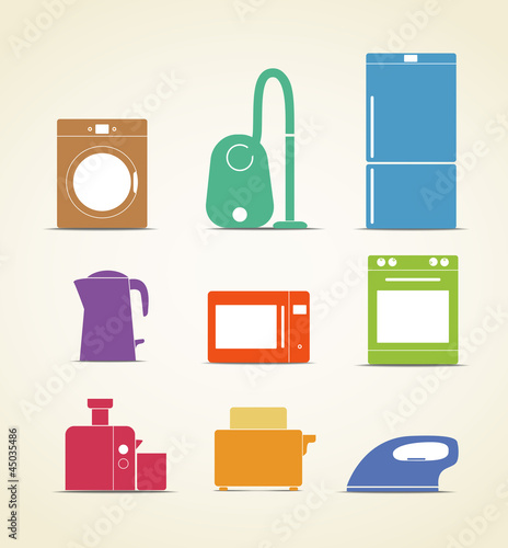 Abstract style home and kitchen equipment icons