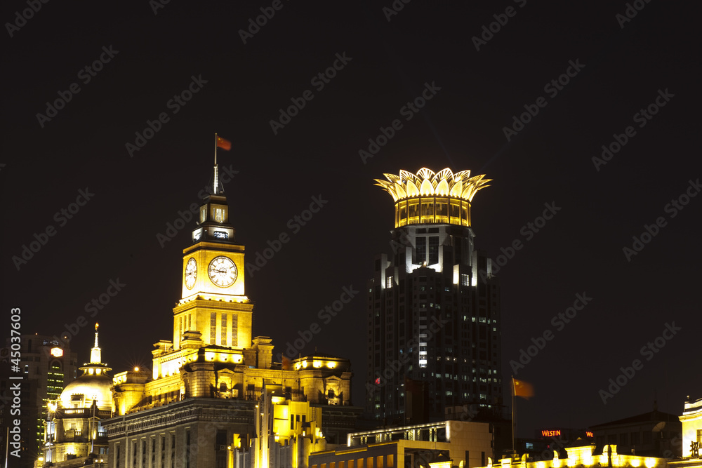 night view of Buidling at shanghai bund china night view of Buidling at shanghai bund china