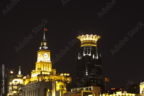 night view of Buidling at shanghai bund china