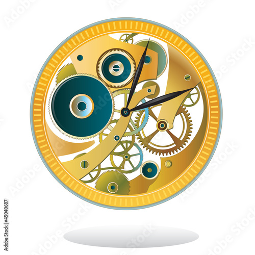 Clockwork watch mechanism. flat vector illustration