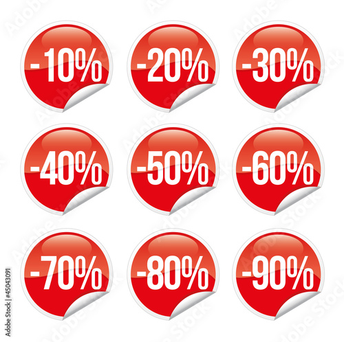 Discount label and sticker / red