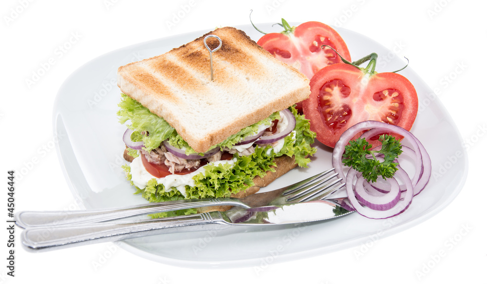 Tuna Sandwich isolated on white