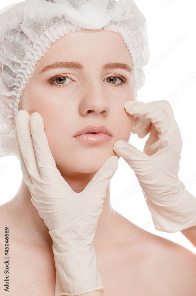 Medical face examination of beautiful woman Medical face examination of beautiful woman