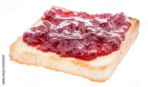 Toast with jam isolated on white