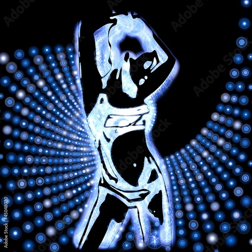 Blue  modern powerful rave Gril Background