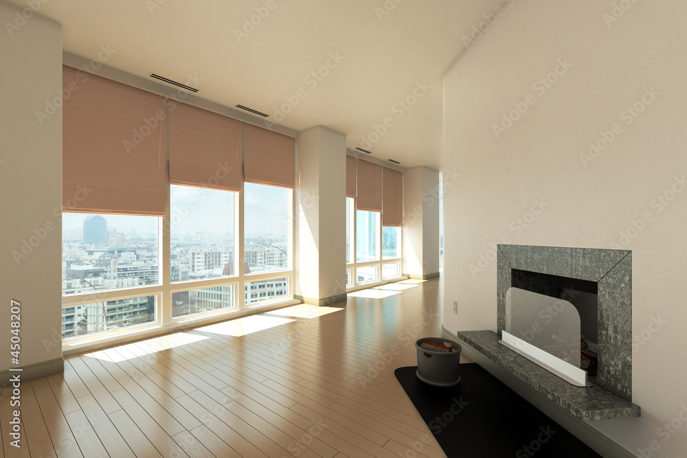 Obraz premium Neubau-Apartment mit offenem Kamin