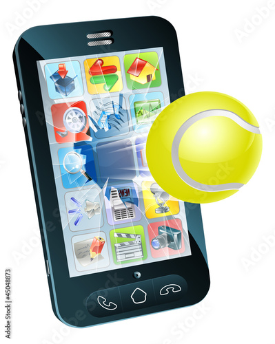 Tennis ball flying out of mobile phone