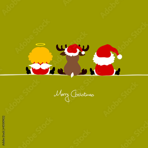 Santa, Angel & Reindeer Green