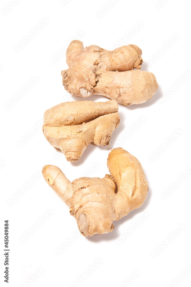 Root ginger isolated on a white studio background. Root ginger isolated on a white studio background.