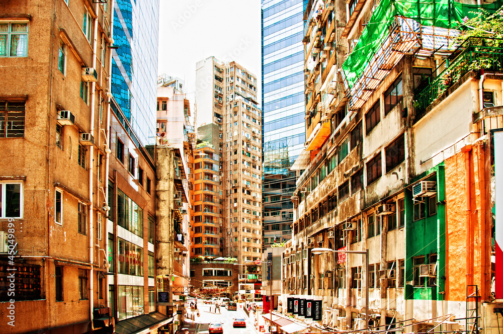 Obraz premium street view in Wan Chai, Hong Kong