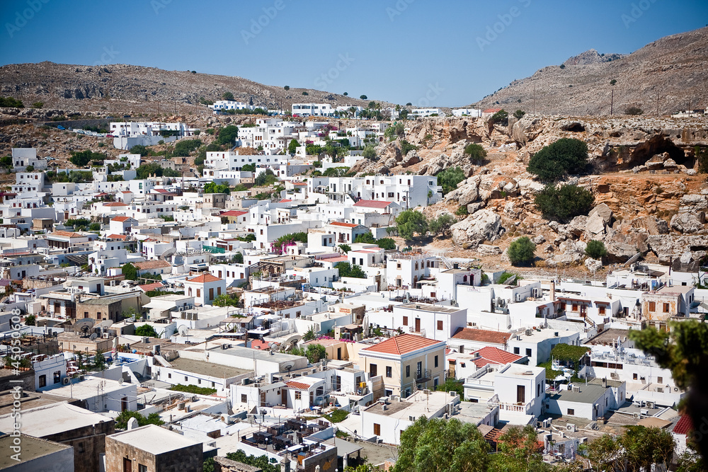 Panoramic view of Lindos Rhodes Island, Greece