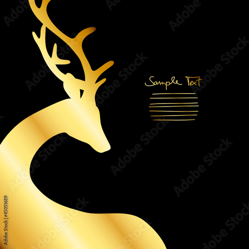 Xmas Card Standing Reindeer Cropped Gold/Black