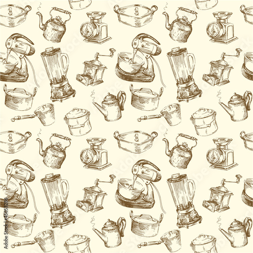 kitchen utensils, kitchenware seamless wallpaper