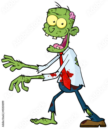 Cartoon Zombie Walking With Hands In Front
