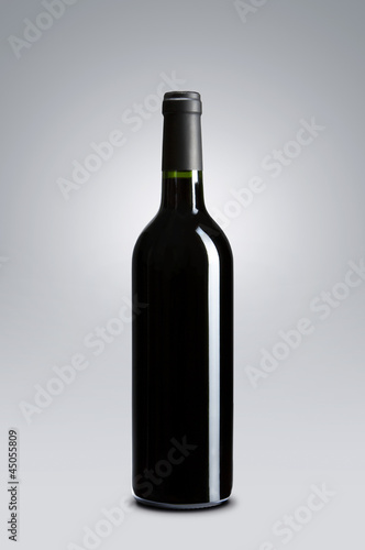 Blank red wine bottle with copy space