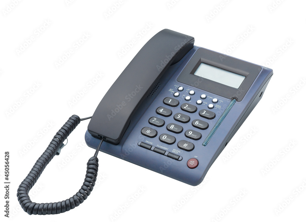 office telephone in blue isolated on white office telephone in blue isolated on white