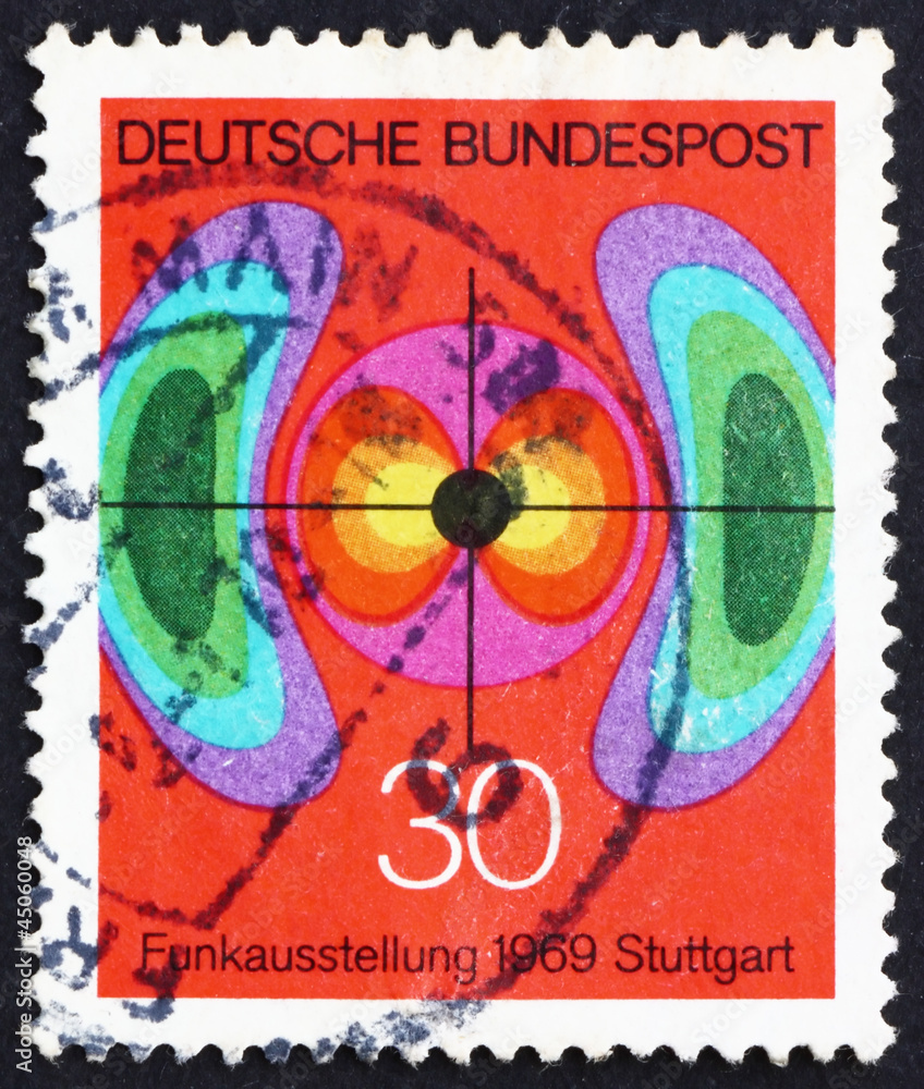 Postage stamp Germany 1969 Diagram of Electromagnetic Field