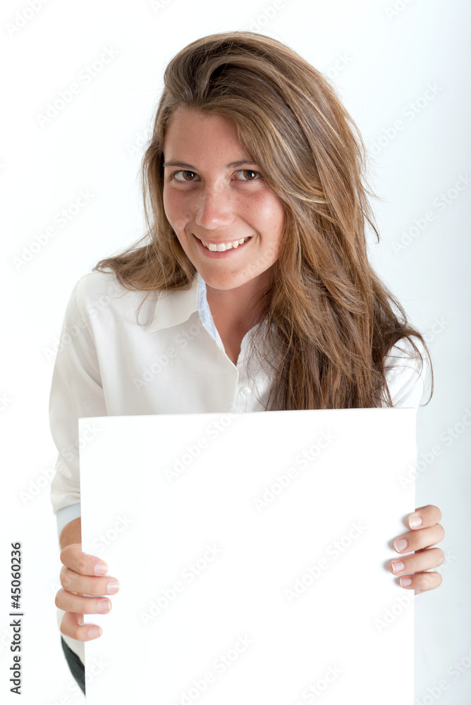 Woman with message Woman with message