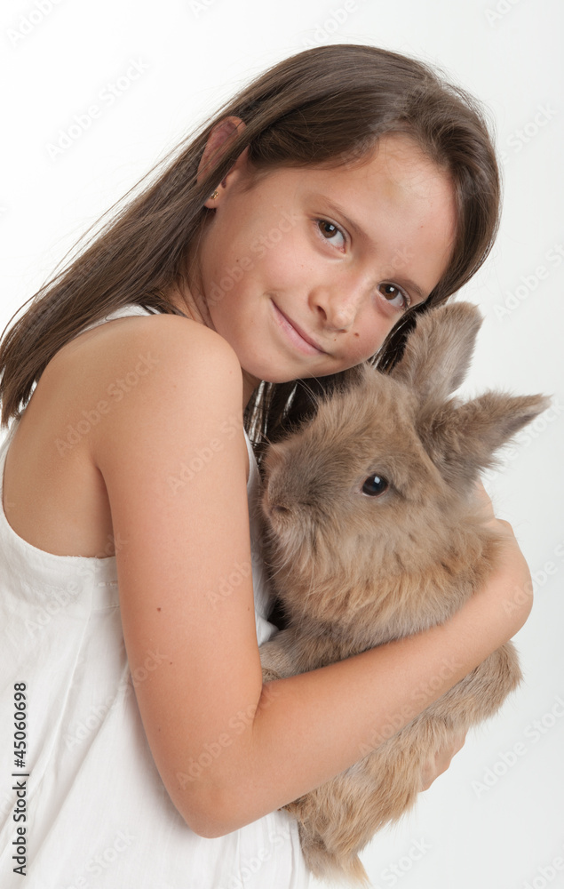 Girl hugging a bunny Girl hugging a bunny