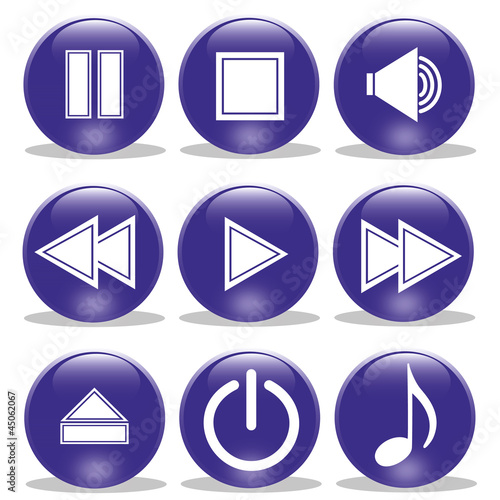 Collection of Media Player glossy buttons