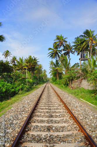 Railway tracks on tropical Sri Lanka.
