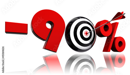 Fotografie ninety per cent red discount symbol target and arrow