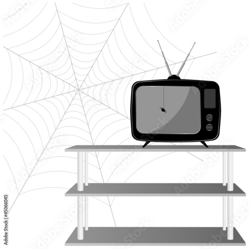 old tv with spider vector