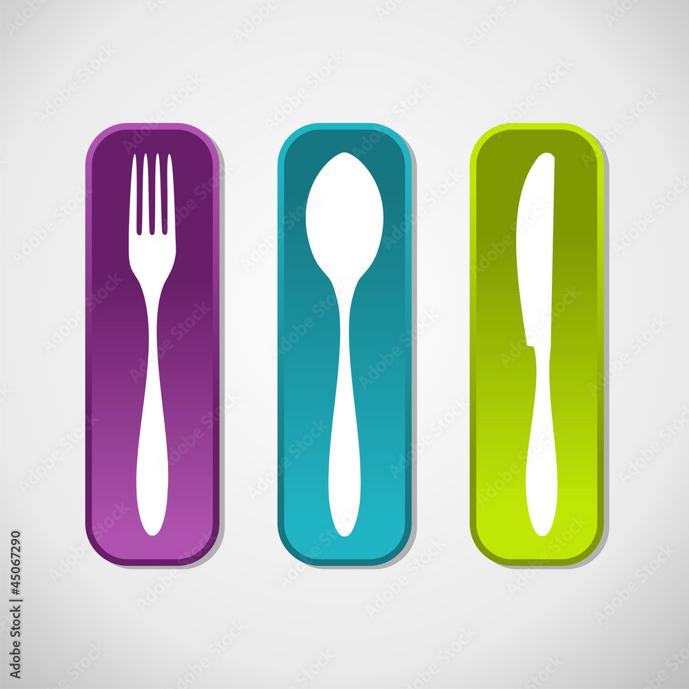 Multicolored cutlery icons set background Multicolored cutlery icons set background