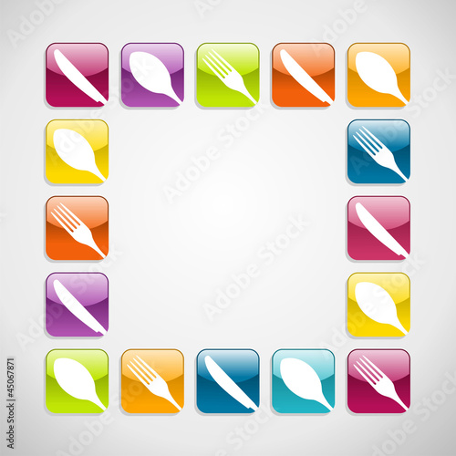 Rounded square cutlery web icons background