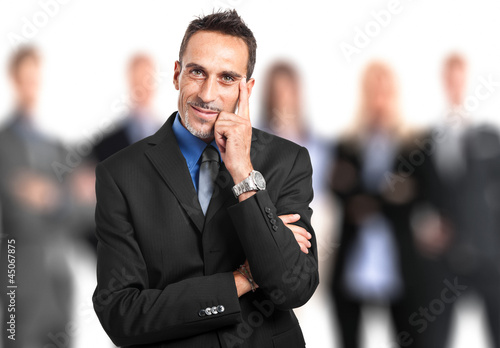 Εκτύπωση καμβά Confident chairman with his team