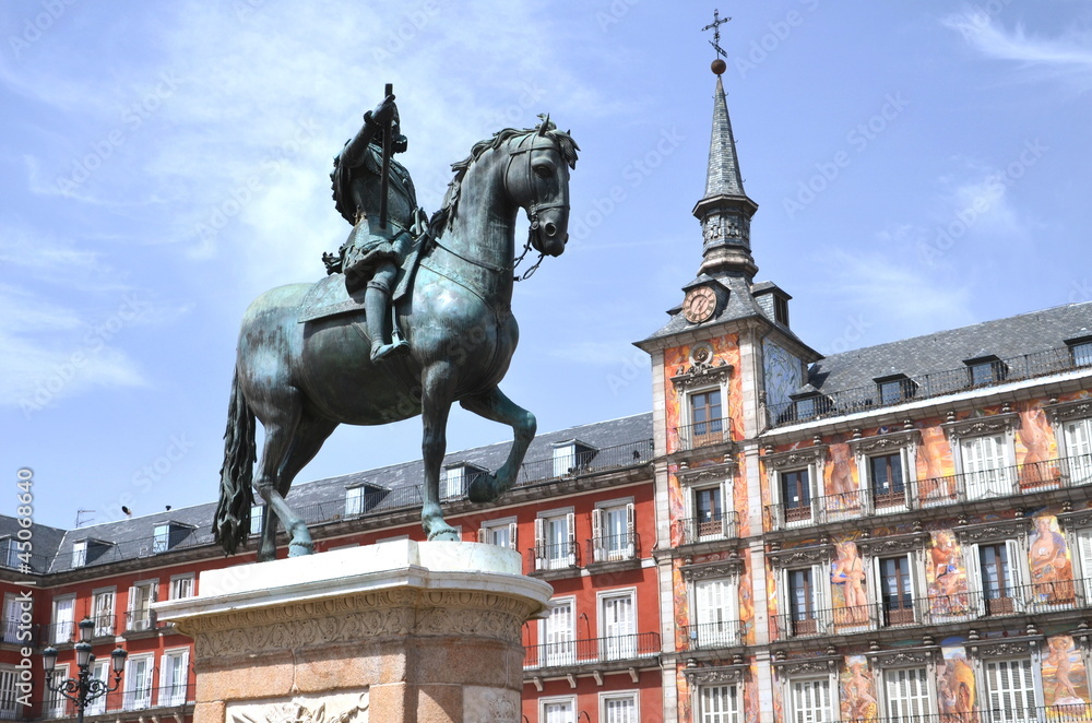 Pomnik Filipa III na Plaza Mayor w Madrycie, Hiszpania