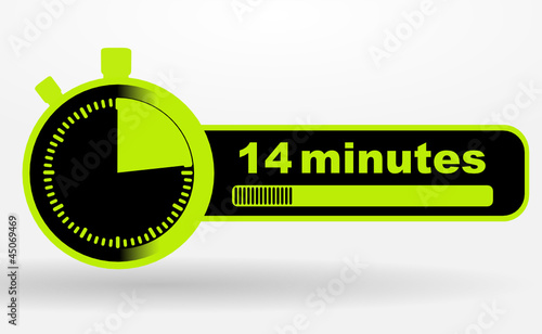 icône 14 minutes sur chronomêtre vert et noir
