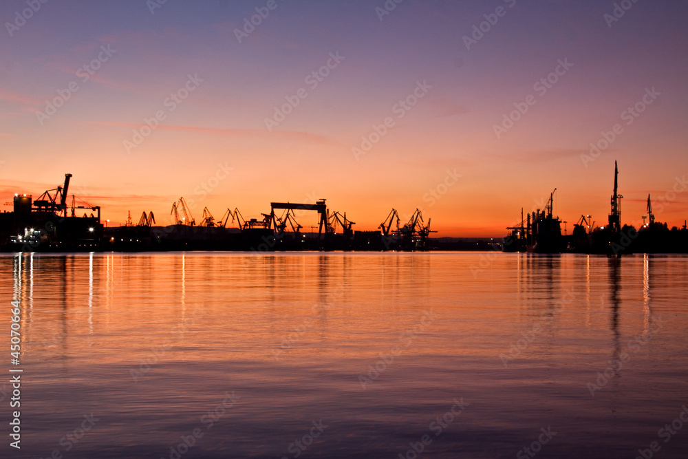sunset in Gdynia Shipyard