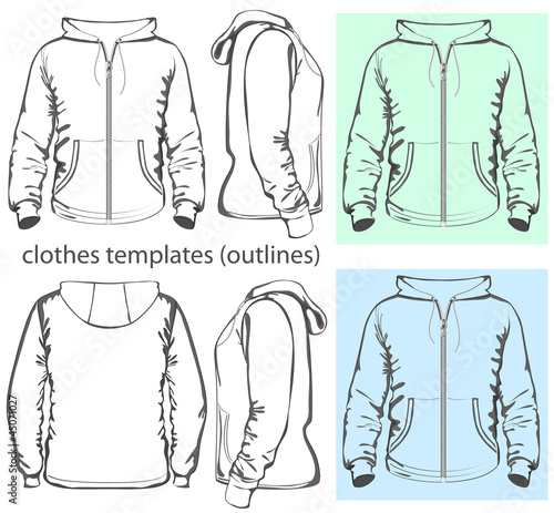 Vector. Men's hooded sweatshirt. Outlines