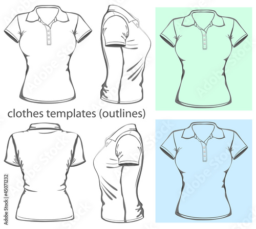 Vector. Women's polo-shirt. Outline