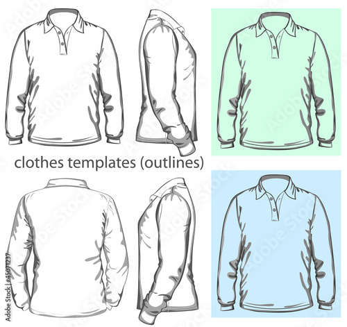 Vector. Men's polo-shirt design template. outline