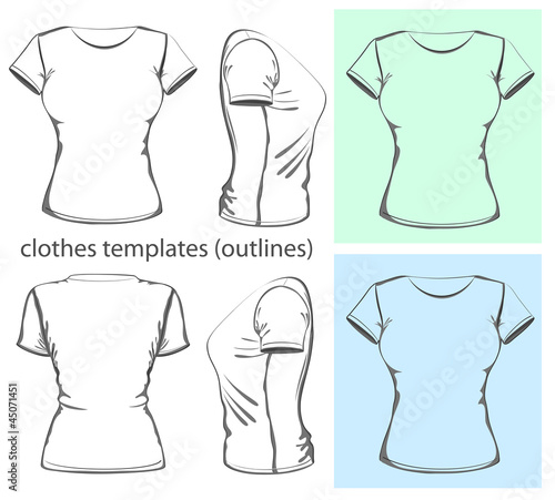 Vector. Women's t-shirt design template.outline