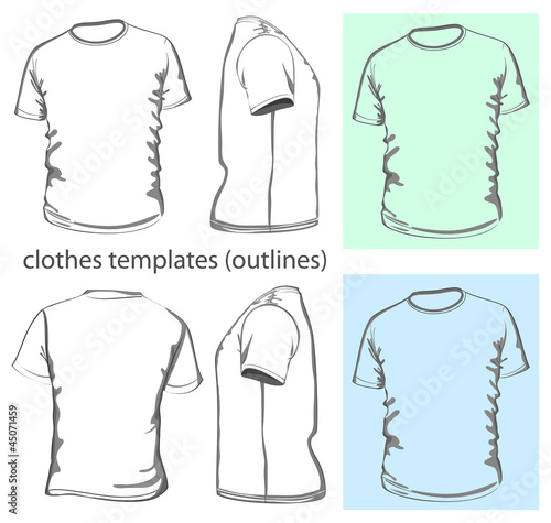 Vector. Men's t-shirt design template. Outline