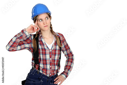 Fotografia Pensive female builder