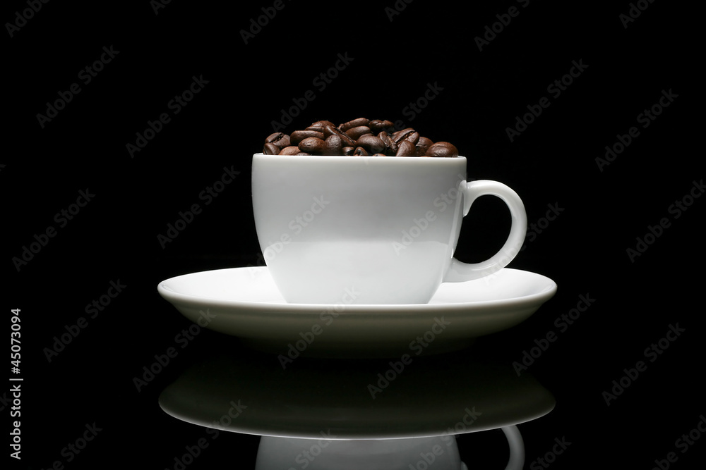 Cup of coffee on black