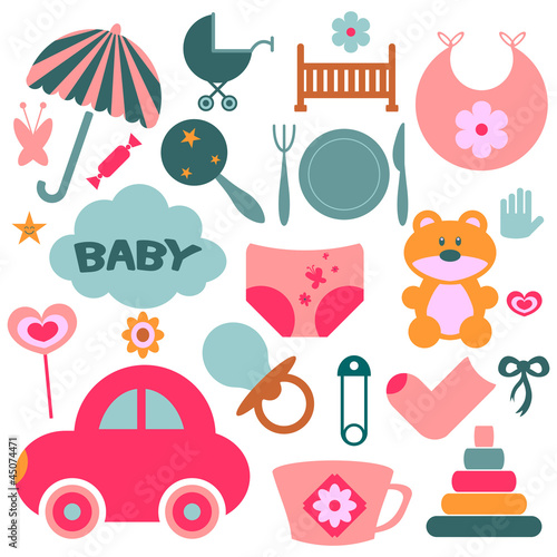 Set of design elements for babies
