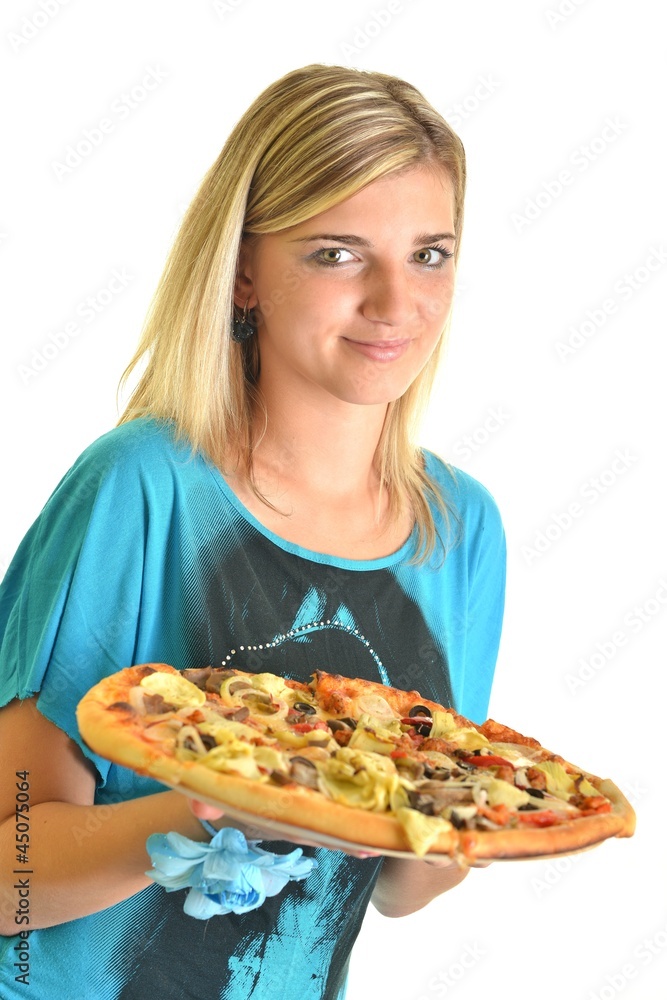 sexy girl eating pizza