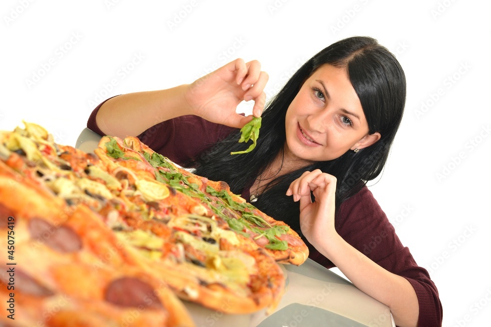 sexy girl eating pizza