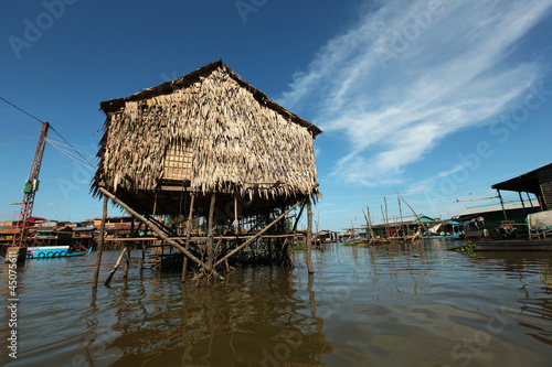 Inle lake floating village bamboo house on stilts  Myanmar