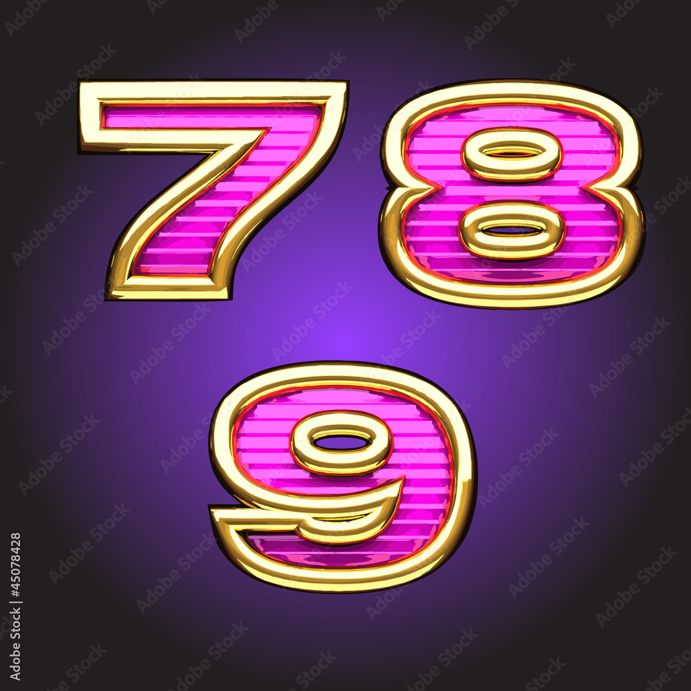 Fototapeta premium Vector pink letters with gold