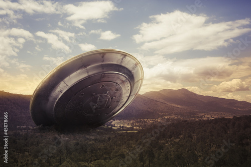 UFO crashing on a valley